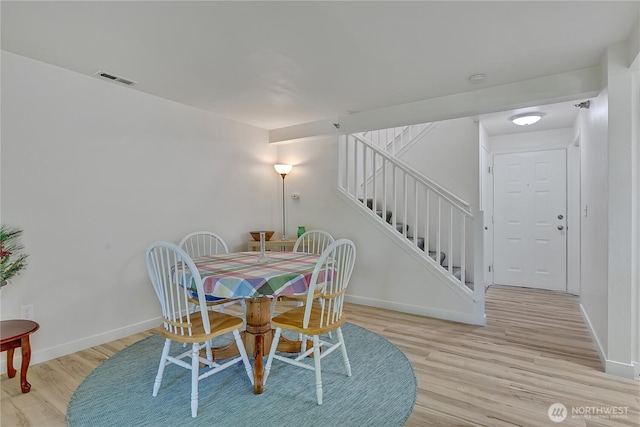 3939 10th St SE Unit A2, Puyallup, WA 98374 - dining area featuring wood finished floors, stairway, and baseboards