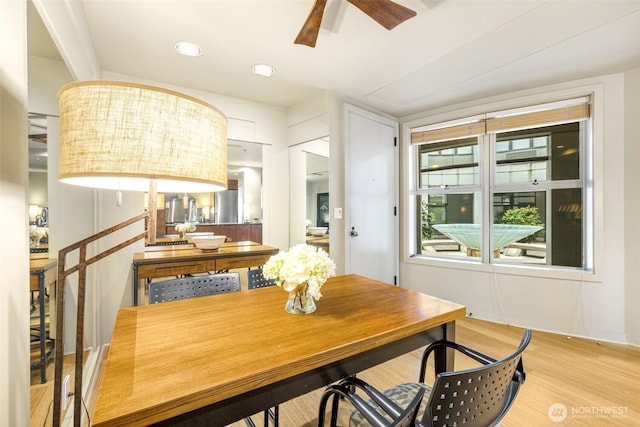 98 Union St Unit 301, Seattle, WA 98101 - dining area with a ceiling fan and light wood finished floors