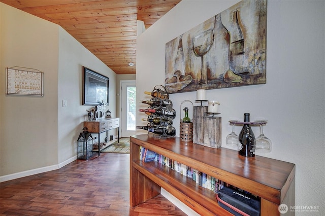1510 E Benson Lake Dr, Grapeview, WA 98546 - hall with wooden ceiling, wood finished floors, and baseboards