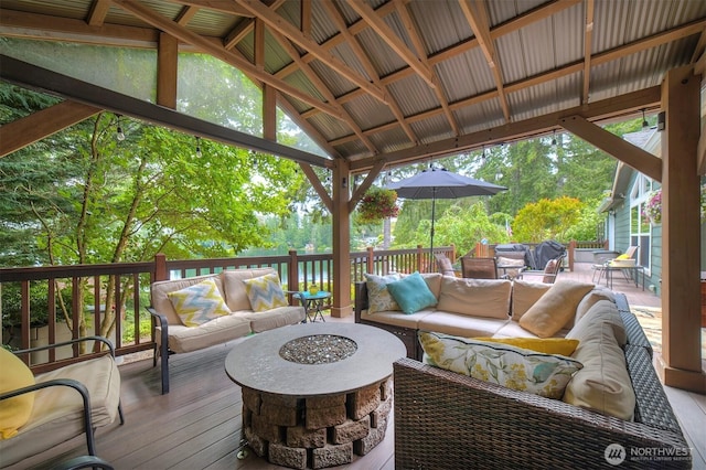 1510 E Benson Lake Dr, Grapeview, WA 98546 - deck featuring an outdoor living space and a gazebo