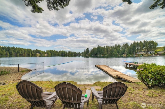 1510 E Benson Lake Dr, Grapeview, WA 98546 - dock area featuring a water view and a view of trees