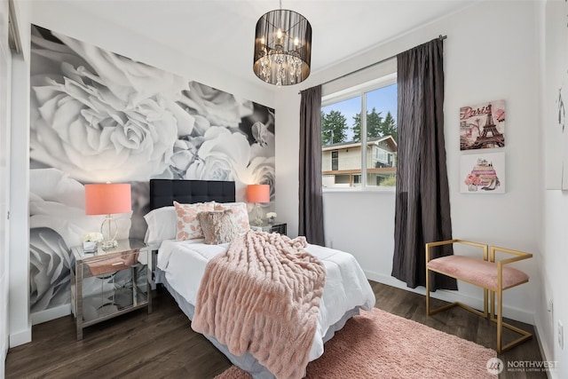 6720 Soundview Dr NE, Tacoma, WA 98422 - bedroom with a chandelier and wood finished floors