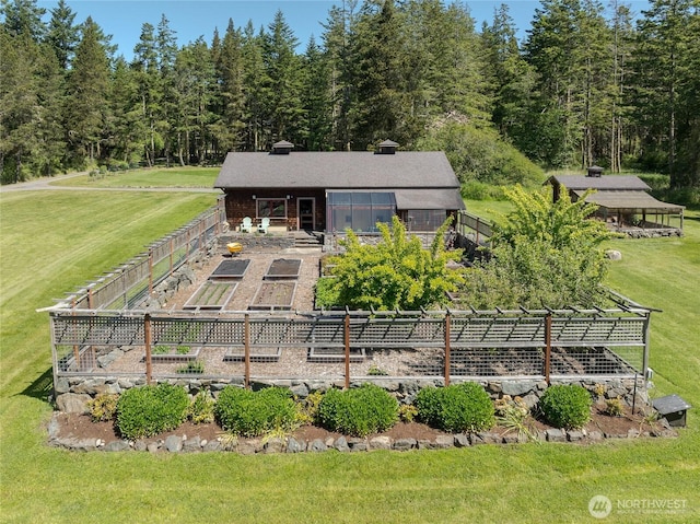 481 Grimes Riker Ln, Lopez Island, WA 98261 - rear view of property with a garden