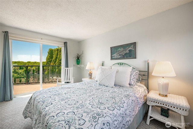 5691 Nakat Way, Blaine, WA 98230 - carpeted bedroom with a textured ceiling and access to exterior