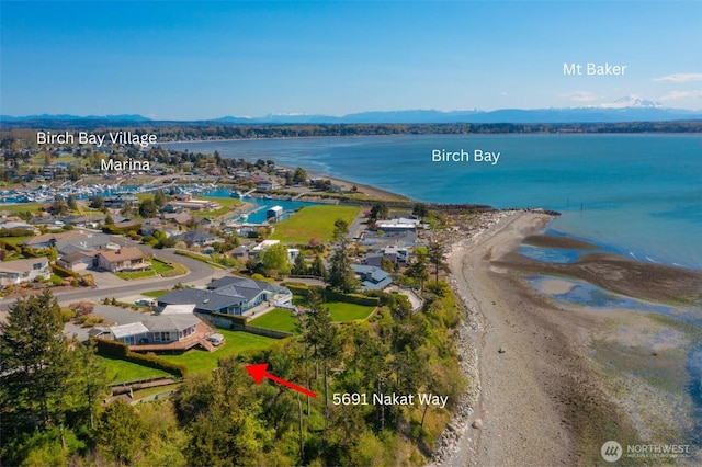 5691 Nakat Way, Blaine, WA 98230 - aerial perspective of suburban area with a water and mountain view