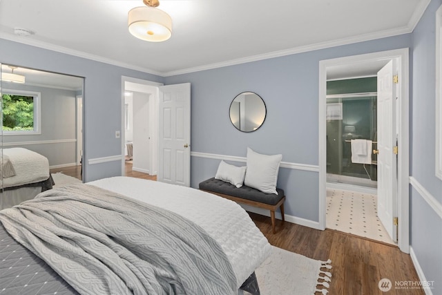 19203 Whitman Ave N, Shoreline, WA 98133 - bedroom with wood finished floors, baseboards, ornamental molding, and ensuite bathroom