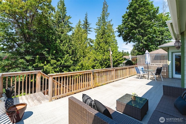 2921 Haggin St, Bellingham, WA 98226 - wooden terrace featuring outdoor dining space