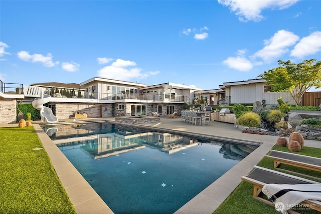 3404 Shorecliff Dr NE, Tacoma, WA 98422 - outdoor pool featuring a patio and a water slide