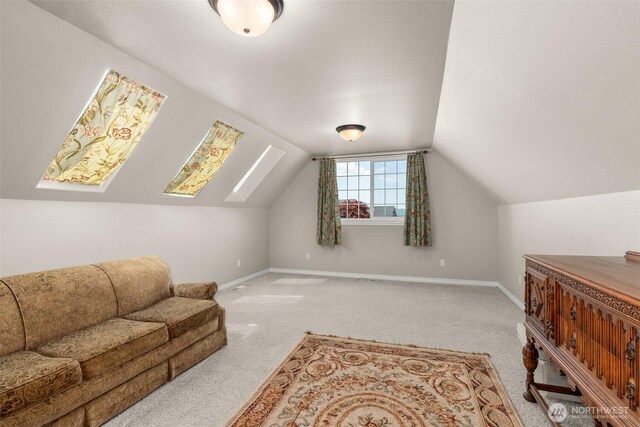 12214 Dream St SW, Olympia, WA 98512 - additional living space with carpet flooring, baseboards, lofted ceiling, and a skylight