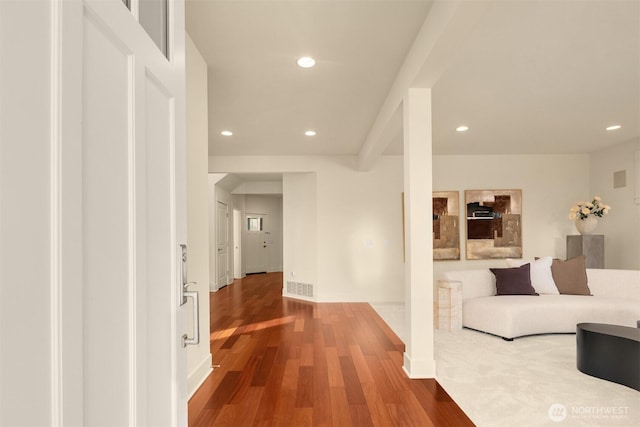 506 13th Ave W, Kirkland, WA 98033 - hallway featuring recessed lighting, dark wood-style floors, and baseboards