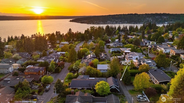 506 13th Ave W, Kirkland, WA 98033 - aerial view at dusk of a water view and a residential view