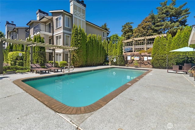 11309 NE 128th St Unit F302, Kirkland, WA 98034 - community pool with a pergola and a patio area