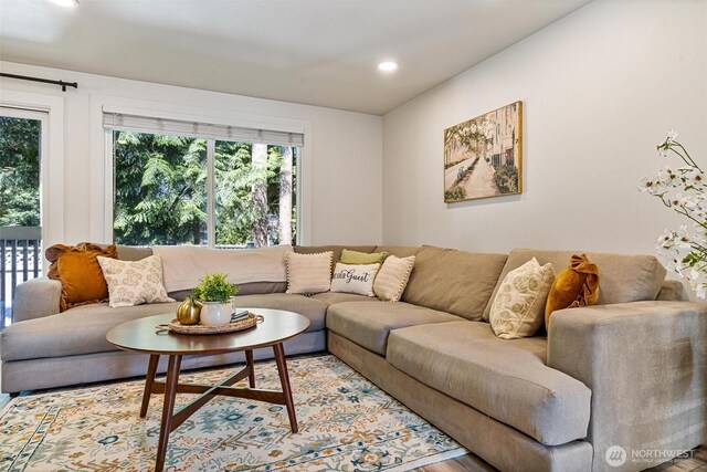 9106 1st Pl NE Unit 1, Lake Stevens, WA 98258 - living area featuring recessed lighting and wood finished floors