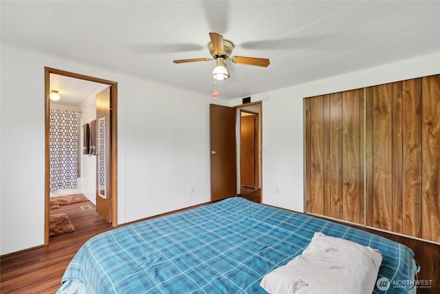35605 158th St SE, Sultan, WA 98294 - bedroom featuring wood finished floors and ceiling fan