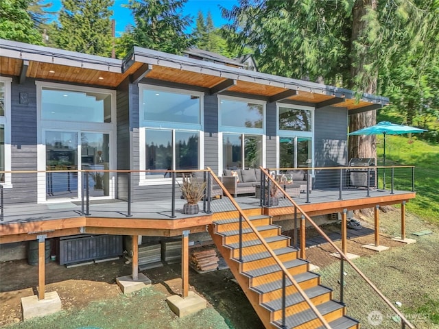 4902 Weber Rd, Snohomish, WA 98290 - back of house with a wooden deck and stairs