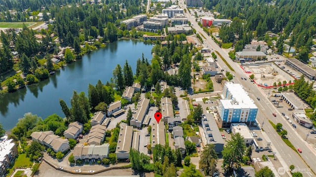 1132 N 198th St Unit C204, Shoreline, WA 98133 - aerial view of property and surrounding area featuring a nearby body of water