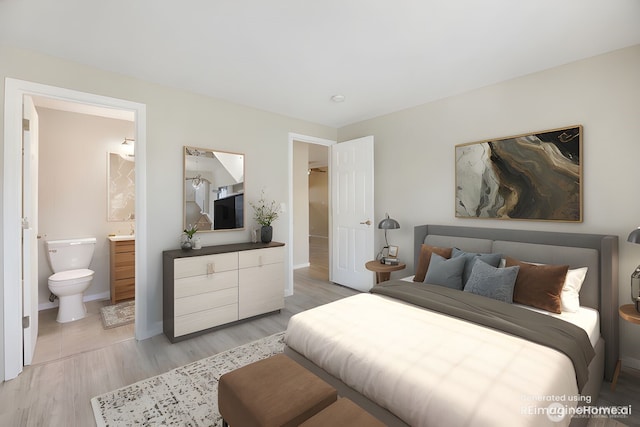 1132 N 198th St Unit C204, Shoreline, WA 98133 - bedroom with light wood-style floors and ensuite bathroom