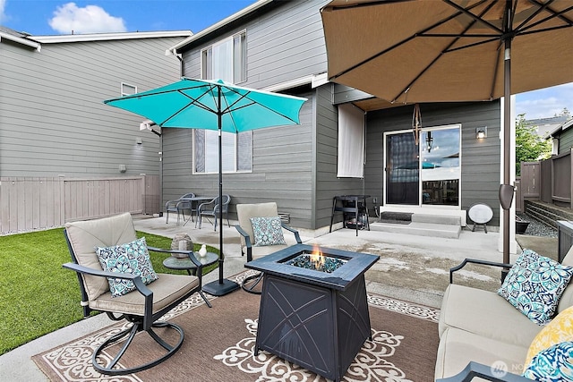 2237 55th St SE, Auburn, WA 98092 - view of patio featuring a fire pit and entry steps