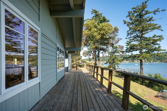 1794 Bayshore Rd, Lopez Island, WA 98261 - wooden terrace featuring a water view