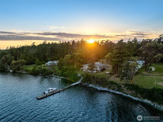 1794 Bayshore Rd, Lopez Island, WA 98261 - water view with a dock and a heavily wooded area