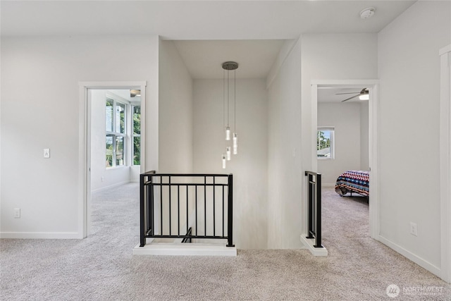 7724 16th Ave SW, Seattle, WA 98106 - hall featuring an upstairs landing, carpet floors, and baseboards