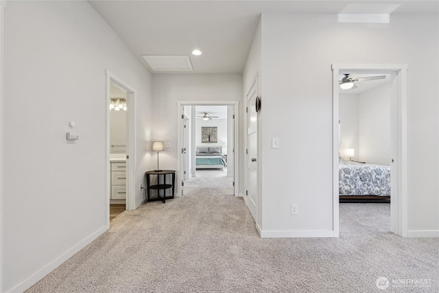 7724 16th Ave SW, Seattle, WA 98106 - hallway featuring carpet floors, attic access, and baseboards