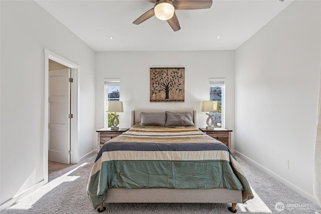 7724 16th Ave SW, Seattle, WA 98106 - bedroom with carpet floors, baseboards, ceiling fan, and recessed lighting