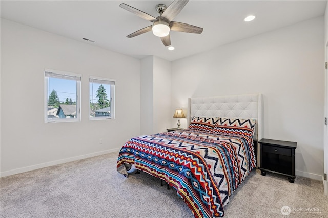 7724 16th Ave SW, Seattle, WA 98106 - bedroom with carpet, baseboards, recessed lighting, and a ceiling fan
