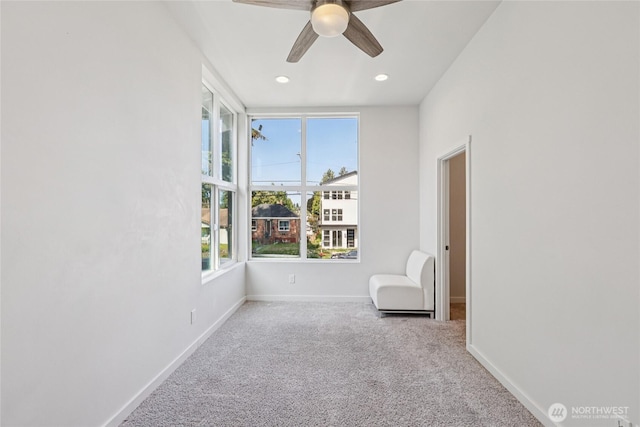 7724 16th Ave SW, Seattle, WA 98106 - living area with carpet, baseboards, ceiling fan, and recessed lighting