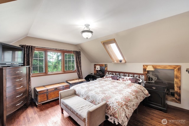 3833 295th Ave SE, Fall City, WA 98024 - bedroom featuring dark wood-type flooring and lofted ceiling