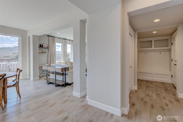 107 Lone Ram Ln, Wenatchee, WA 98801 - hall featuring light wood-style flooring, baseboards, and recessed lighting