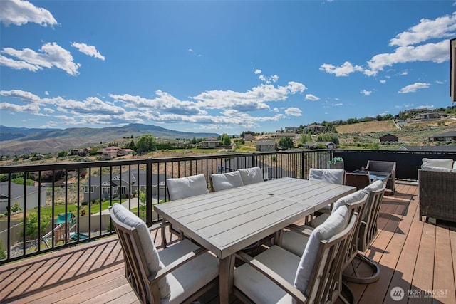 107 Lone Ram Ln, Wenatchee, WA 98801 - wooden deck with a mountain view and outdoor dining space