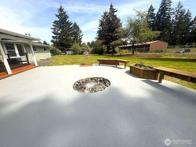 4012 267th St E, Spanaway, WA 98387 - view of patio featuring a fire pit