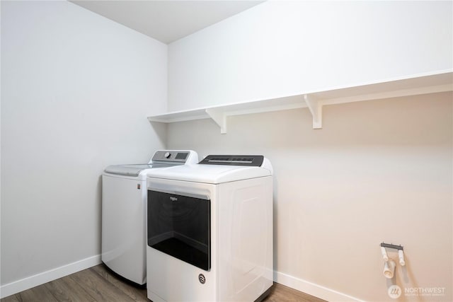 13421 Admiralty Way Unit A-2, Lynnwood, WA 98087 - washroom featuring washer and clothes dryer and wood finished floors