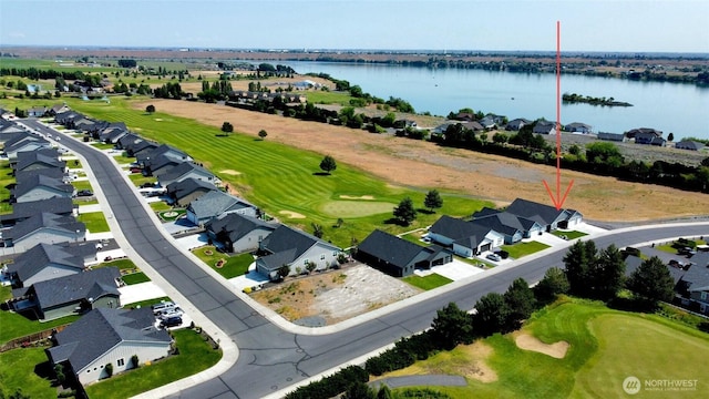 6354 Murray Way NE, Moses Lake, WA 98837 - aerial perspective of suburban area with a golf club and a nearby body of water