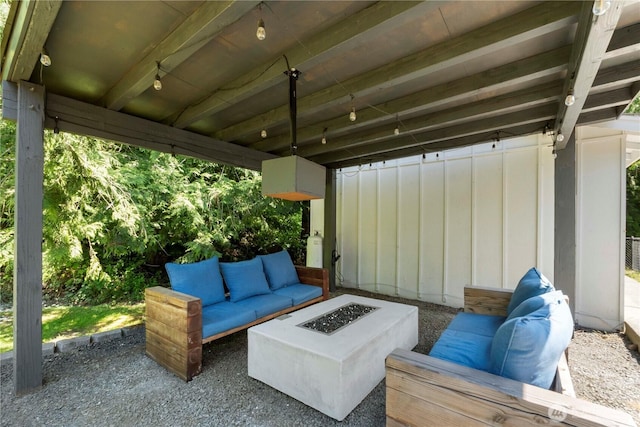 1902 Tellkamp Rd NE, Olympia, WA 98506 - view of patio featuring an outdoor living space with a fire pit