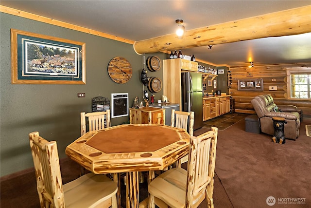 18680 US Highway 2, Lake Wenatchee, WA 98826 - dining space with log walls and dark colored carpet