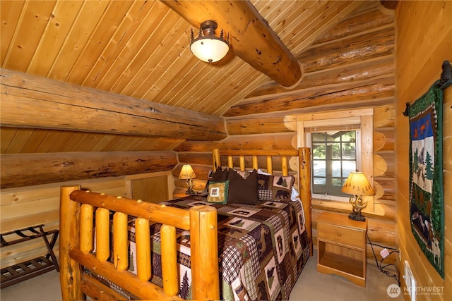 18680 US Highway 2, Lake Wenatchee, WA 98826 - carpeted bedroom with rustic walls and wood ceiling