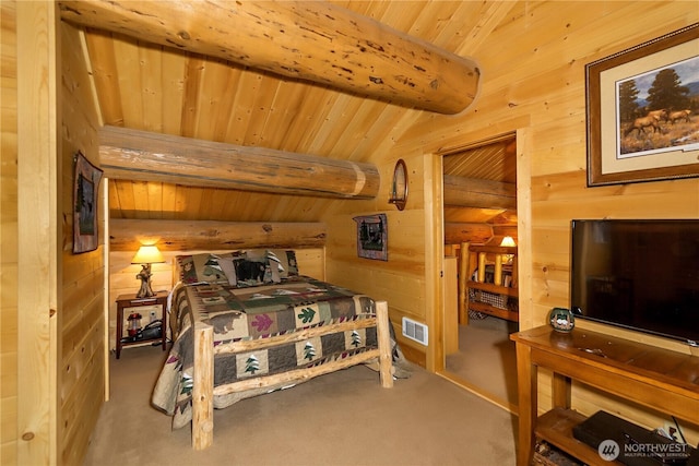 18680 US Highway 2, Lake Wenatchee, WA 98826 - carpeted bedroom featuring wood walls and wooden ceiling