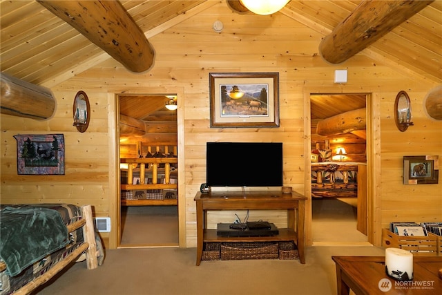 18680 US Highway 2, Lake Wenatchee, WA 98826 - carpeted bedroom featuring wood walls and wood ceiling