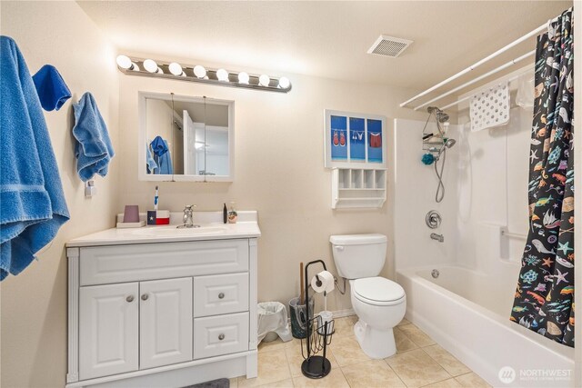 29 Barn Dance Dr, Pateros, WA 98846 - bathroom featuring vanity, tile patterned floors, and shower / bath combo with shower curtain