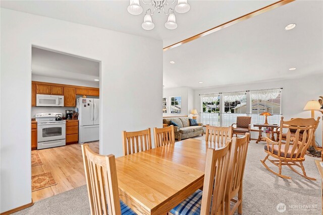 1600 Brandi Ct, Wenatchee, WA 98801 - dining room with a chandelier, light wood finished floors, and recessed lighting