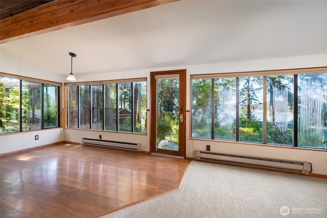 16757 Chilberg Ave, La Conner, WA 98257 - unfurnished sunroom with a baseboard heating unit and healthy amount of natural light