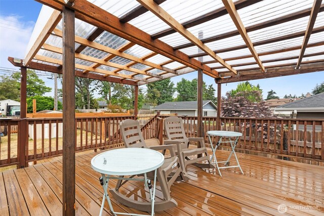 1350 S Woodlawn St, Tacoma, WA 98465 - wooden deck with a pergola