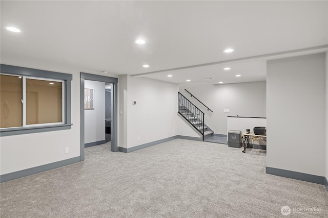 111 Wren Loop SW, Mattawa, WA 99349 - finished below grade area featuring stairway, carpet floors, and recessed lighting