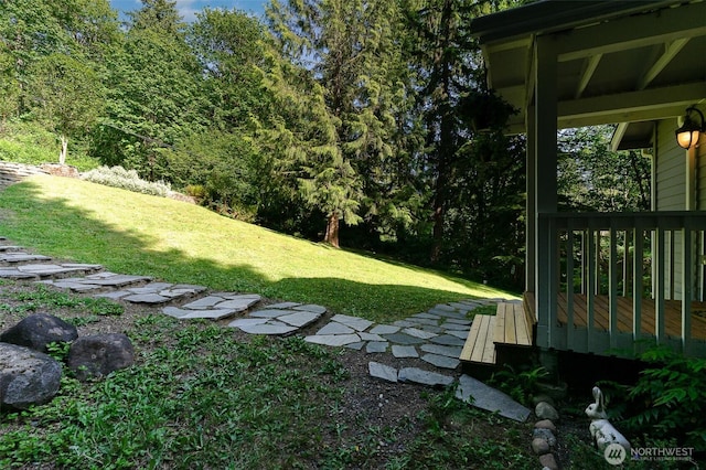 11009E Lake Joy Dr NE, Carnation, WA 98014 - view of green lawn featuring a deck
