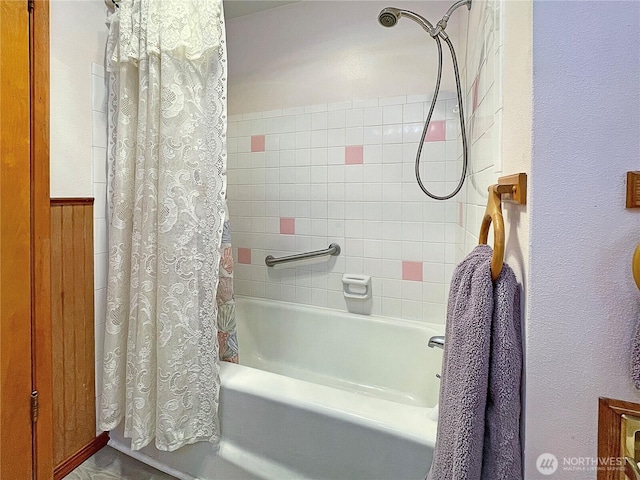 2208 Sandra Ave, Centralia, WA 98531 - bathroom with shower / tub combo and wainscoting