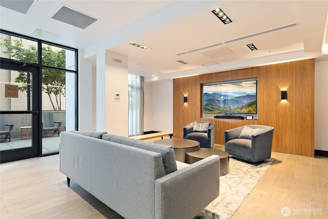 1085 103rd Ave NE Unit 203, Bellevue, WA 98004 - common area with floor to ceiling windows and wooden walls