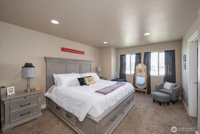 1300 W Marina Dr Unit 1, Moses Lake, WA 98837 - bedroom featuring light carpet and recessed lighting