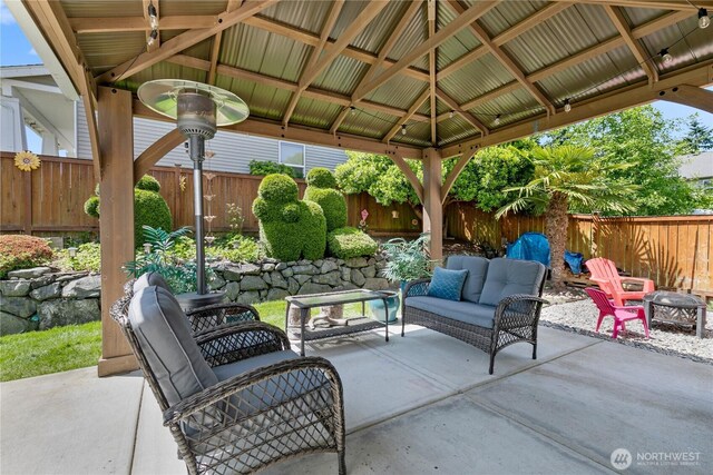 813 SW 363rd Pl, Federal Way, WA 98023 - fenced backyard with outdoor lounge area, a gazebo, and a patio area